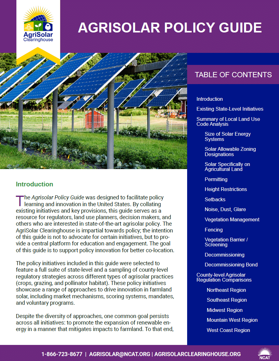 Portada de la Guía de políticas de AgriSolar